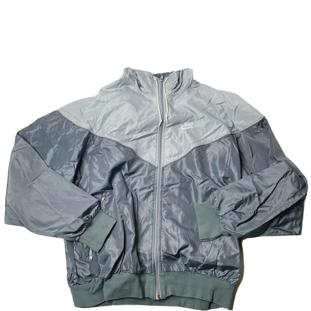 Vintage Nike Women's Colorblock Gray Hooded Windbreaker Lightweight XL Running